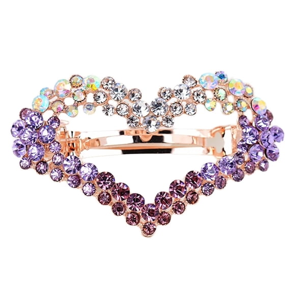 Women's Heart-Shaped Gradient Hair Clip, Stylish Rhinestone Hairpin, Elegant Barrette for Girls & Teens, Comfortable Hold, Easy Styling for Bangs & Updos, 2.75"x2.36"x2.36" Makeup Organizers