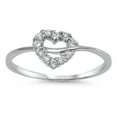 thumbnail image 1 of Women's Heart White Cubic Zirconia Promise Ring .925 Sterling Silver Band Jewelry Female Male Size 8, 1 of 4