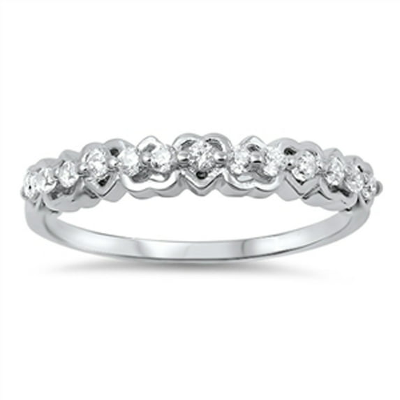Women's Heart White Cubic Zirconia Promise Ring .925 Sterling Silver Band Jewelry Female Male Size 9