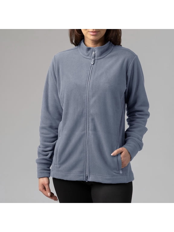 Women's Heat Holders Jasmine Original Super Brushed Fleece Double Zipper Jacket Color: Dusty Blue Size: XX LARGE