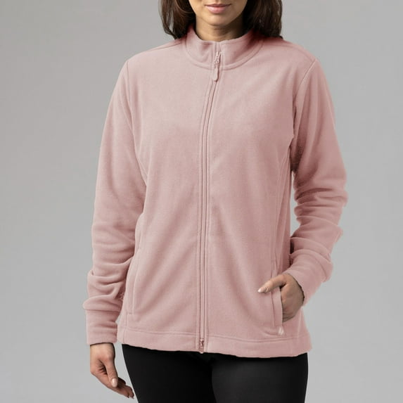 Women's Heat Holders Jasmine Original Super Brushed Fleece Double Zipper Jacket Color: Dusty Pink Size: SMALL