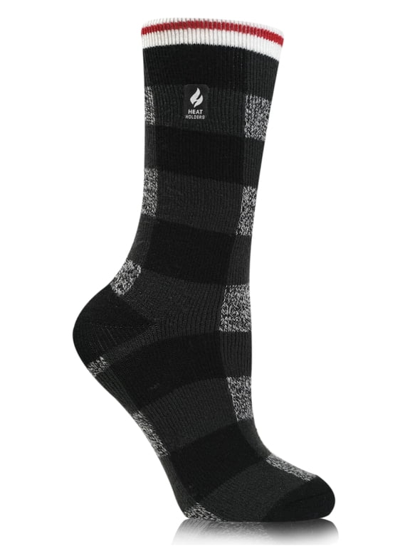 Heat Holder Women's Britney LITE Buffalo Checked Crew Socks| Thermal Yarn | Medium-Thick Socks Casual Shoes + Boots | Warm + Soft, Hiking, Cabin, Cozy at Home Socks | 5X Warmer Than Cotton