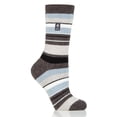 thumbnail image 1 of Women's Heat Holders Lite Peony Multi Stripe Crew Socks Color: Charcoal Light Blue Size: N/A, 1 of 7