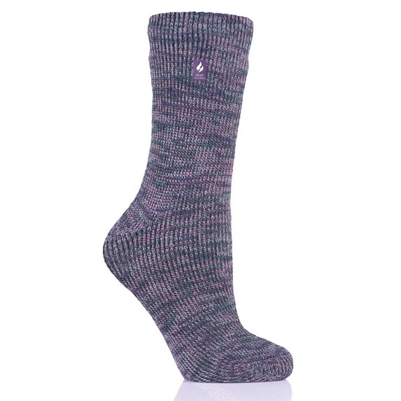 Women's Heat Holders Original 7x Warmer Multi Twist Crew Socks Color: Purple Size: N/A