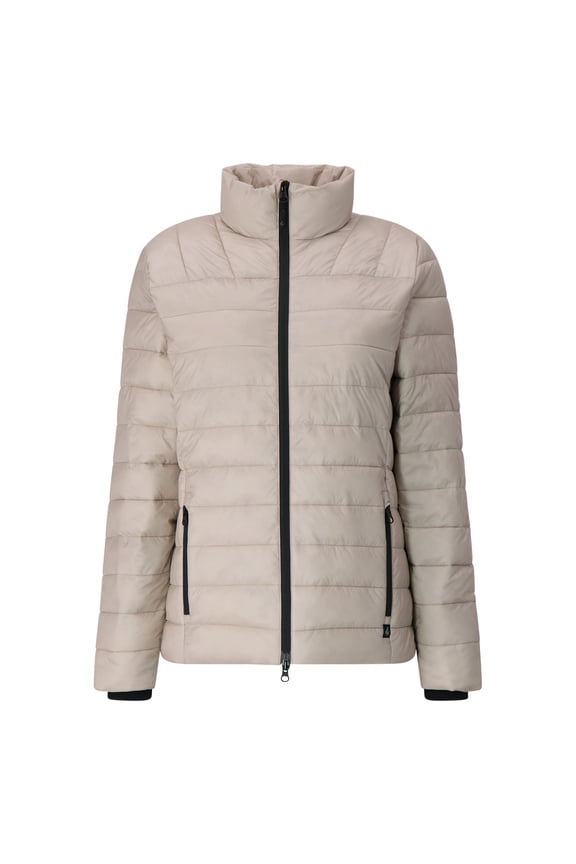 Women's Heat Holders Penelope Heatweaver Lined Double Zipper Puffer Jacket Color: Light Taupe Size: XX LARGE