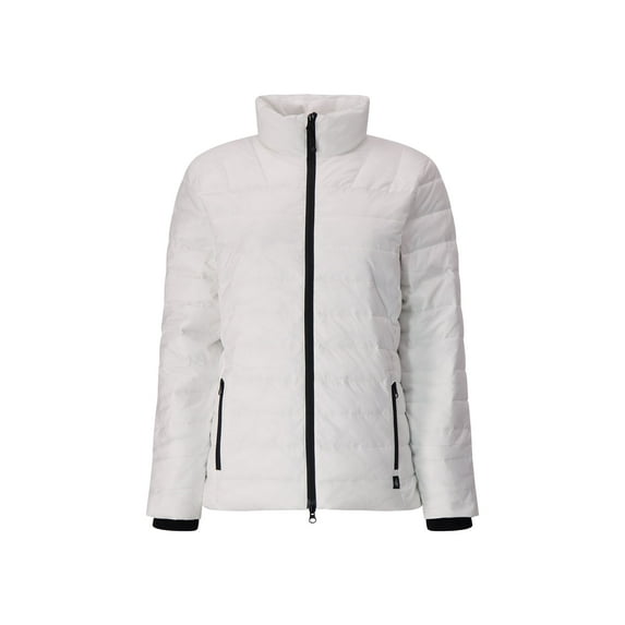 Women's Heat Holders Penelope Heatweaver Lined Double Zipper Puffer Jacket Color: White Black Size: X LARGE