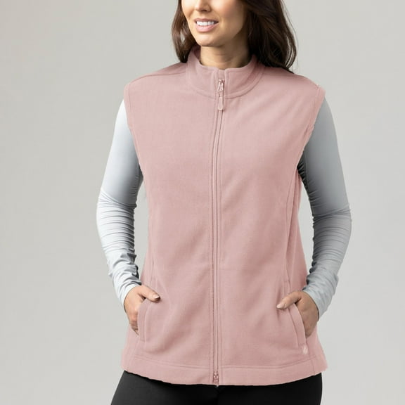 Women's Heat Holders Vera Original Super Brushed Fleece Double Zipper Vest Color: Dusty Pink Size: SMALL