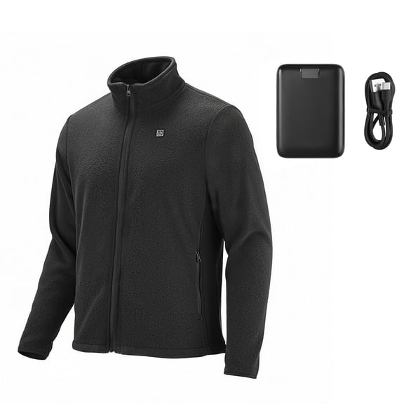Women's Heated Fleece Jacket 7.4V 16000mAh Rechargeable Power Bank 6 Heating Zones 3 Temperature Levels 3h 6h 10h Warmth for Winter Outdoor Camping Black L