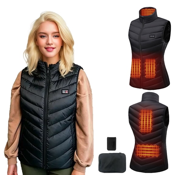 Women's Heated Vest with 5V Battery Pack, 5 Zones 3 Levels, Machine Washable, Windproof Winter Outdoor Lightweight Heat Vest Hunting Skiing-Black,Valentine's Day,Christmas Gift
