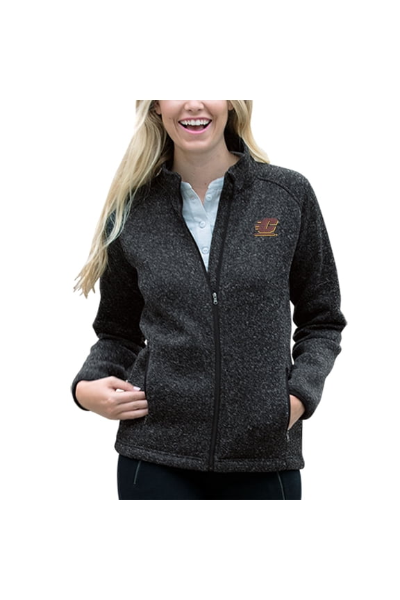 Women's Heather Black Cent. Michigan Chippewas Summit Fleece Sweater Full-Zip Jacket