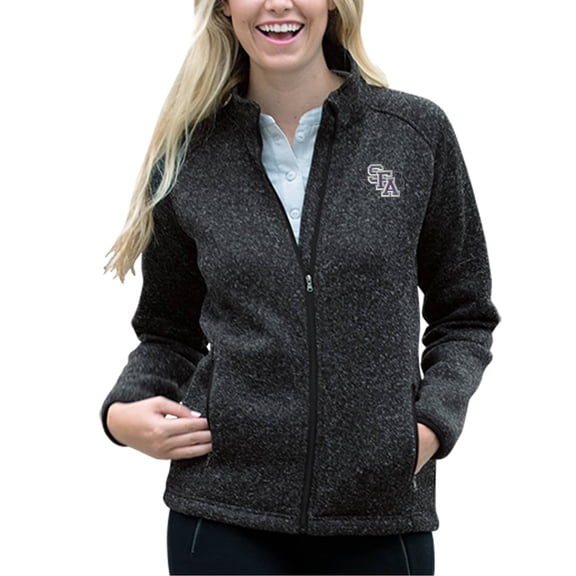 Women's Heather Black Stephen F Austin Lumberjacks Summit Fleece Sweater Full-Zip Jacket