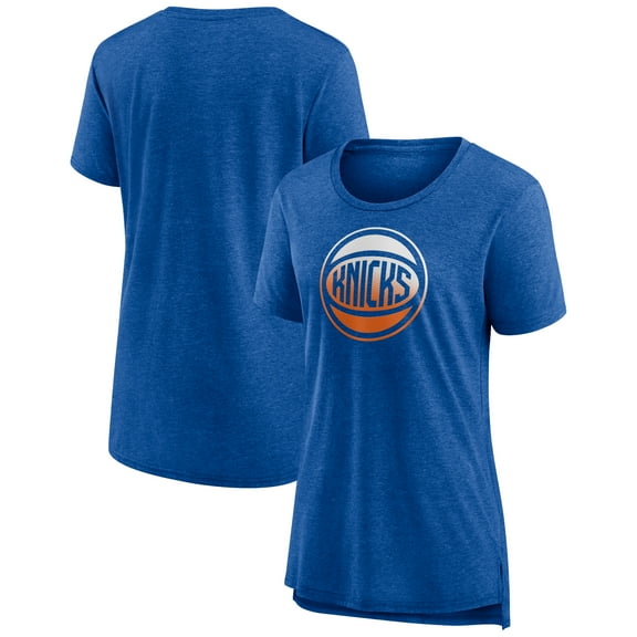 Women's Heather Blue New York Knicks Gradient Logo Tri-Blend T-Shirt
