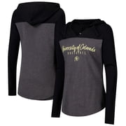 Womens Heather Charcoal Colorado Buffaloes Knockout Color Block Hooded V-Neck Long Sleeve T-Shirt