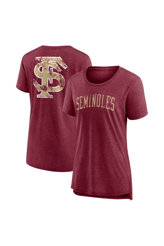 Women's Heather Garnet Florida State Seminoles Slab Serif Tri-Blend T-Shirt