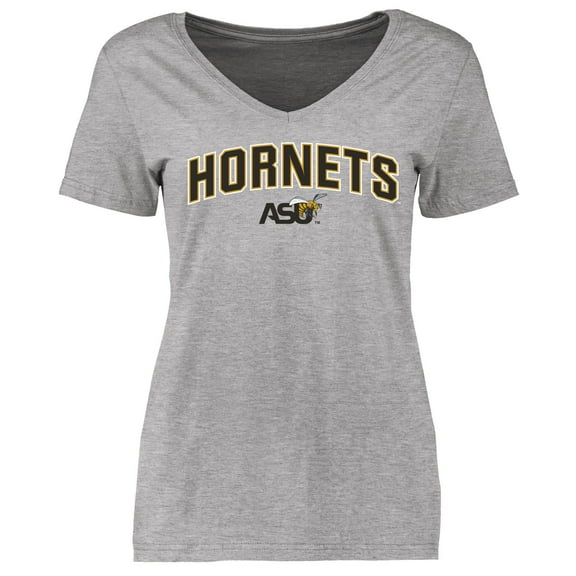 Women's Heather Gray Alabama State Hornets Proud Mascot V-Neck T-Shirt