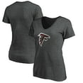 thumbnail image 1 of Women's Heather Gray Atlanta Falcons Primary Logo V-Neck T-Shirt, 1 of 3