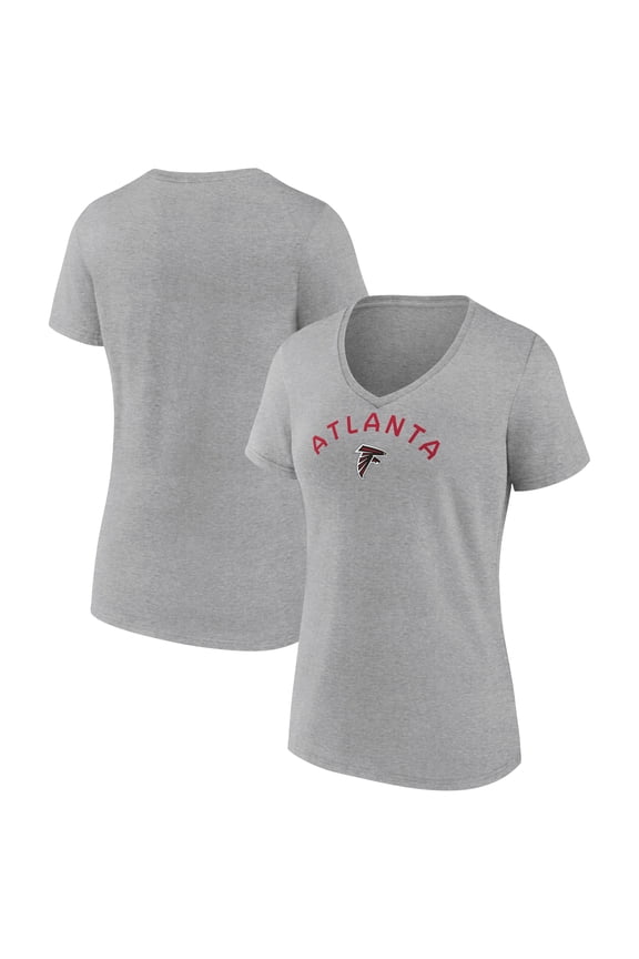 Women's Heather Gray Atlanta Falcons Team Arc V-Neck T-Shirt