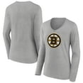 thumbnail image 1 of Women's Heather Gray Boston Bruins Primary Logo Team Long Sleeve V-Neck T-Shirt, 1 of 3
