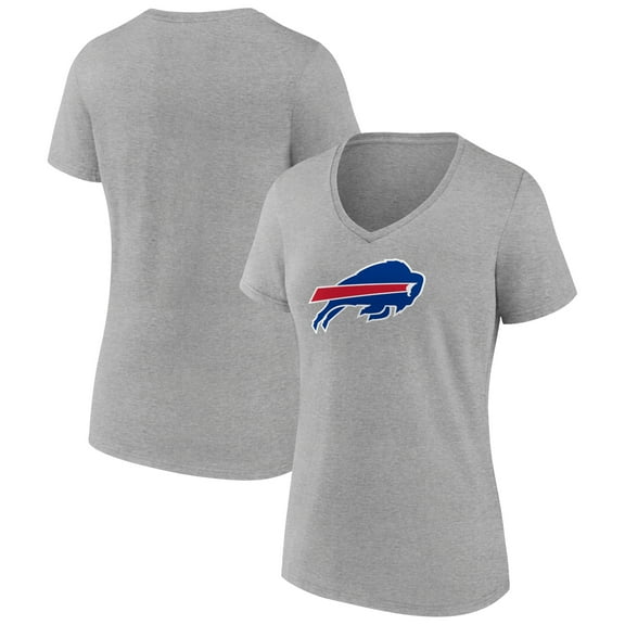 Women's Heather Gray Buffalo Bills Primary Team Logo V-Neck T-Shirt
