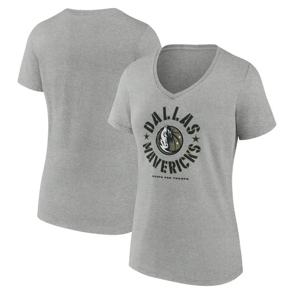 Women's Heather Gray Dallas Mavericks Hoops for Troops V-Neck T-Shirt