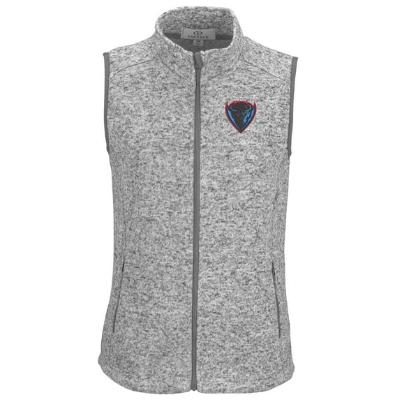 Women's Heather Gray DePaul Blue Demons Summit Fleece Full Zip Sweater Vest