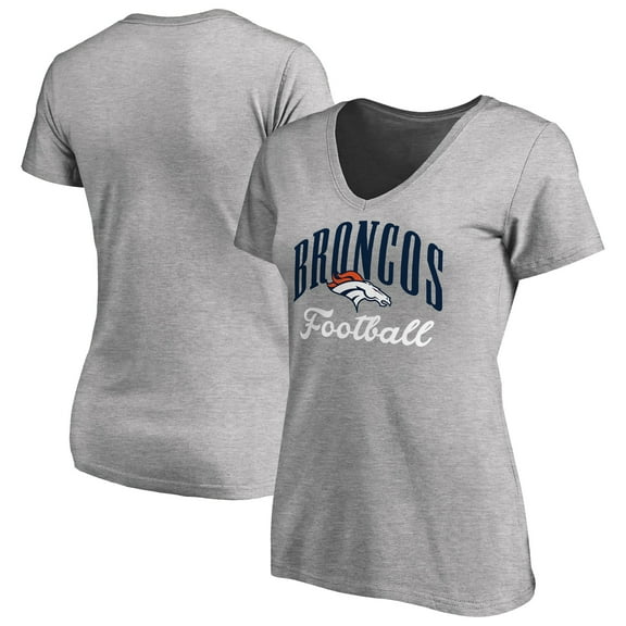 Women's Heather Gray Denver Broncos Victory Script V-Neck T-Shirt