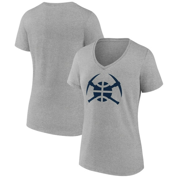Women's Heather Gray Denver Nuggets Alternate Logo V-Neck T-Shirt