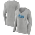 thumbnail image 1 of Women's Heather Gray Detroit Lions Logo Team Lockup Long Sleeve V-Neck T-Shirt, 1 of 3