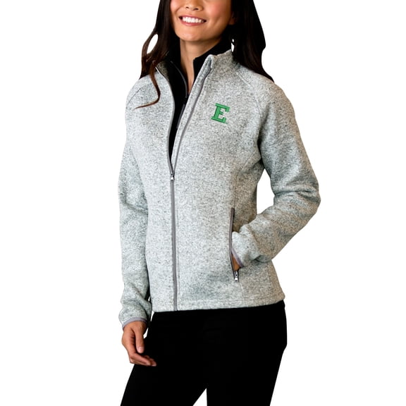 Women's Heather Gray Eastern Michigan Eagles Summit Fleece Sweater Full-Zip Jacket