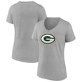 thumbnail image 1 of Women's Heather Gray Green Bay Packers Primary Team Logo V-Neck T-Shirt, 1 of 3