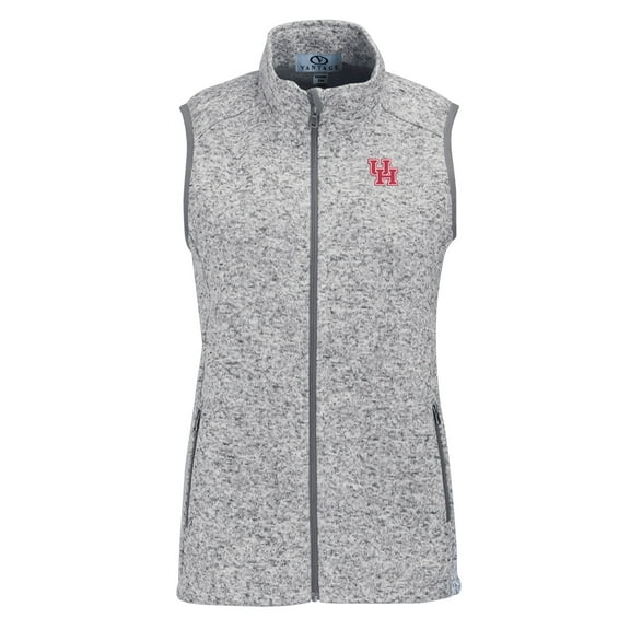 Women's Heather Gray Houston Cougars Summit Fleece Full Zip Sweater Vest