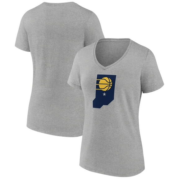 Women's Heather Gray Indiana Pacers Alternate Logo V-Neck T-Shirt