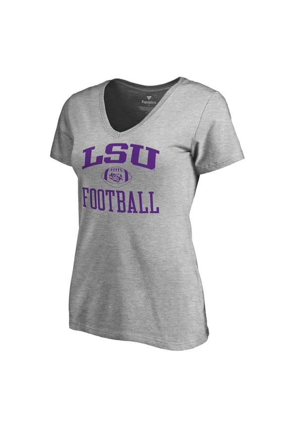 Women's Heather Gray LSU Tigers First Sprint V-Neck T-Shirt