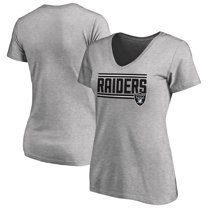 Women's Heather Gray Las Vegas Raiders Iconic Collection On Side Stripe V-Neck T-Shirt