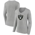 thumbnail image 1 of Women's Heather Gray Las Vegas Raiders Primary Team Logo Long Sleeve V-Neck T-Shirt, 1 of 3