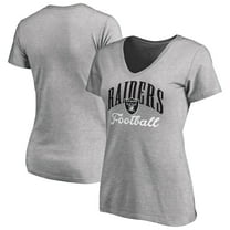 Women's Heather Gray Las Vegas Raiders Victory Script V-Neck T-Shirt