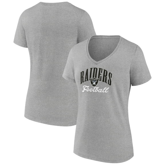 Women's Heather Gray Las Vegas Raiders Victory Script V-Neck T-Shirt