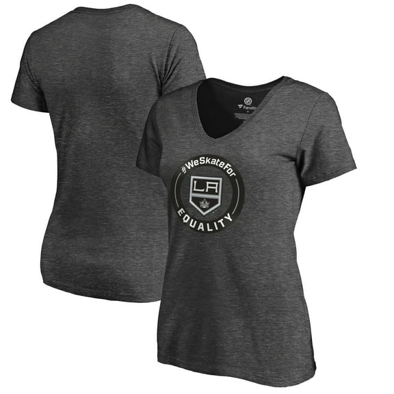 Women's Heather Gray Los Angeles Kings #WeSkateFor V-Neck T-Shirt