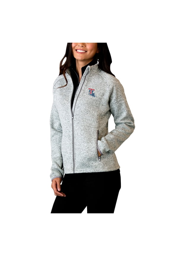 Women's Heather Gray Louisiana Tech Bulldogs Summit Fleece Sweater Full-Zip Jacket