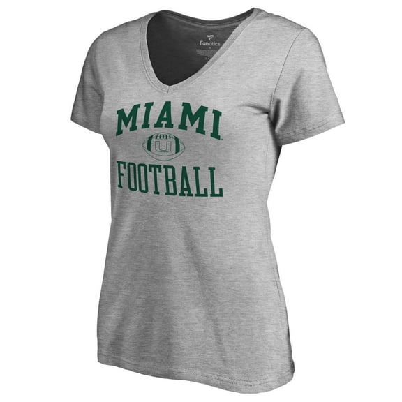 Women's Heather Gray Miami Hurricanes First Sprint V-Neck T-Shirt