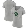 thumbnail image 1 of Women's Heather Gray Milwaukee Bucks Alternate Logo V-Neck T-Shirt, 1 of 3