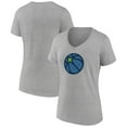 thumbnail image 1 of Women's Heather Gray Minnesota Timberwolves Alternate Logo V-Neck T-Shirt, 1 of 3