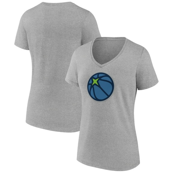 Women's Heather Gray Minnesota Timberwolves Alternate Logo V-Neck T-Shirt