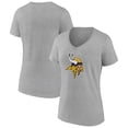 thumbnail image 1 of Women's Heather Gray Minnesota Vikings Primary Team Logo V-Neck T-Shirt, 1 of 3