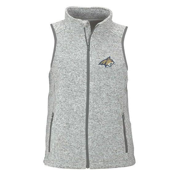 Women's Heather Gray Montana State Bobcats Summit Fleece Full Zip Sweater Vest