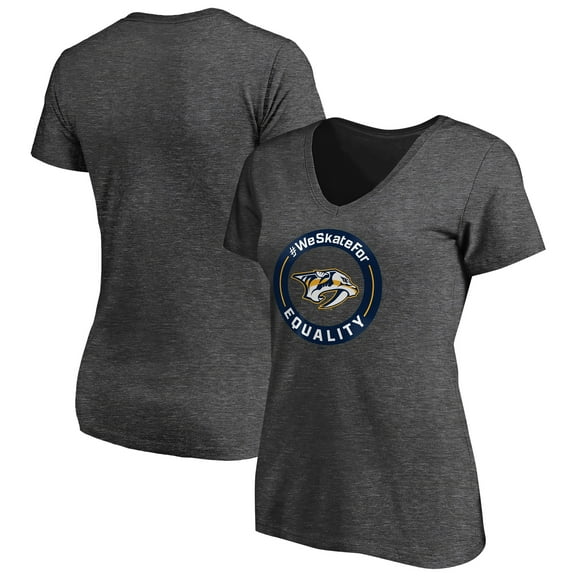 Women's Heather Gray Nashville Predators #WeSkateFor V-Neck T-Shirt