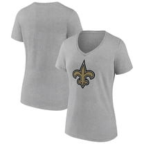 Women's Heather Gray New Orleans Saints Primary Team Logo V-Neck T-Shirt