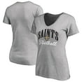 thumbnail image 1 of Women's Heather Gray New Orleans Saints Victory Script V-Neck T-Shirt, 1 of 3