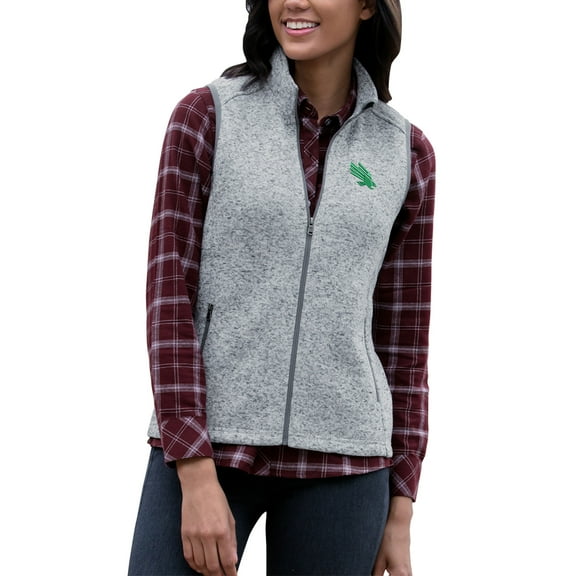 Women's Heather Gray North Texas Mean Green Summit Fleece Full Zip Sweater Vest