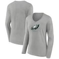 thumbnail image 1 of Women's Heather Gray Philadelphia Eagles Logo Team Lockup Long Sleeve V-Neck T-Shirt, 1 of 3